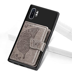 Custodia Silicone Ultra Sottile Morbida Cover con Magnetico S07D per Samsung Galaxy Note 10 Plus 5G Grigio