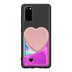 Custodia Silicone Ultra Sottile Morbida Cover con Magnetico S07D per Samsung Galaxy S20 5G Rosa