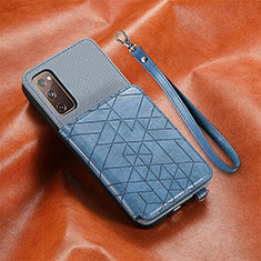 Custodia Silicone Ultra Sottile Morbida Cover con Magnetico S07D per Samsung Galaxy S20 FE 4G Blu