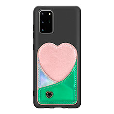 Custodia Silicone Ultra Sottile Morbida Cover con Magnetico S07D per Samsung Galaxy S20 Plus Verde