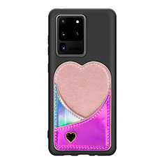 Custodia Silicone Ultra Sottile Morbida Cover con Magnetico S07D per Samsung Galaxy S20 Ultra 5G Rosso