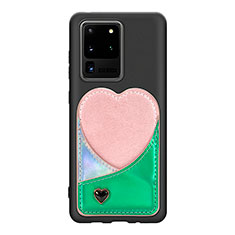 Custodia Silicone Ultra Sottile Morbida Cover con Magnetico S07D per Samsung Galaxy S20 Ultra Verde