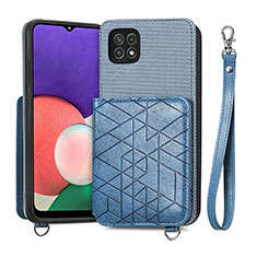 Custodia Silicone Ultra Sottile Morbida Cover con Magnetico S08D per Samsung Galaxy A22 5G Blu