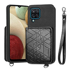 Custodia Silicone Ultra Sottile Morbida Cover con Magnetico S08D per Samsung Galaxy M12 Nero