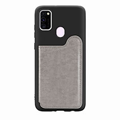 Custodia Silicone Ultra Sottile Morbida Cover con Magnetico S08D per Samsung Galaxy M21 Grigio