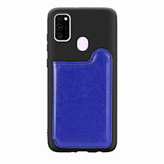Custodia Silicone Ultra Sottile Morbida Cover con Magnetico S08D per Samsung Galaxy M30s Blu