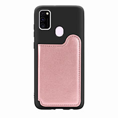Custodia Silicone Ultra Sottile Morbida Cover con Magnetico S08D per Samsung Galaxy M30s Oro Rosa