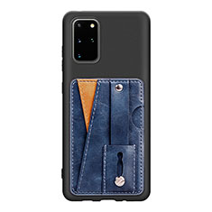Custodia Silicone Ultra Sottile Morbida Cover con Magnetico S08D per Samsung Galaxy S20 Plus 5G Blu
