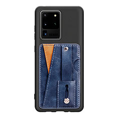 Custodia Silicone Ultra Sottile Morbida Cover con Magnetico S08D per Samsung Galaxy S20 Ultra 5G Blu