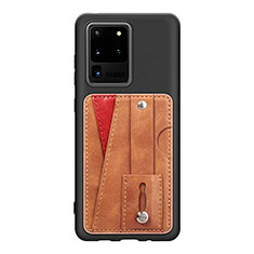 Custodia Silicone Ultra Sottile Morbida Cover con Magnetico S08D per Samsung Galaxy S20 Ultra Marrone