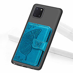 Custodia Silicone Ultra Sottile Morbida Cover con Magnetico S09D per Samsung Galaxy A81 Blu