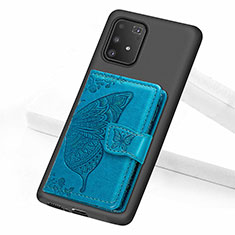 Custodia Silicone Ultra Sottile Morbida Cover con Magnetico S09D per Samsung Galaxy A91 Blu