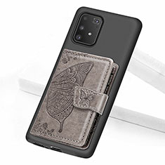 Custodia Silicone Ultra Sottile Morbida Cover con Magnetico S09D per Samsung Galaxy A91 Grigio