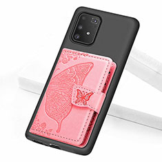 Custodia Silicone Ultra Sottile Morbida Cover con Magnetico S09D per Samsung Galaxy A91 Oro Rosa