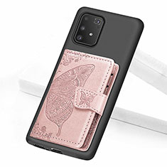 Custodia Silicone Ultra Sottile Morbida Cover con Magnetico S09D per Samsung Galaxy A91 Rosa