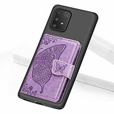 Custodia Silicone Ultra Sottile Morbida Cover con Magnetico S09D per Samsung Galaxy A91 Viola