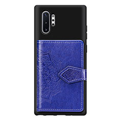 Custodia Silicone Ultra Sottile Morbida Cover con Magnetico S09D per Samsung Galaxy Note 10 Plus 5G Blu