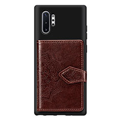 Custodia Silicone Ultra Sottile Morbida Cover con Magnetico S09D per Samsung Galaxy Note 10 Plus 5G Marrone