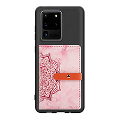 Custodia Silicone Ultra Sottile Morbida Cover con Magnetico S09D per Samsung Galaxy S20 Ultra 5G Rosa