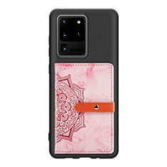 Custodia Silicone Ultra Sottile Morbida Cover con Magnetico S09D per Samsung Galaxy S20 Ultra Rosa