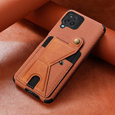 Custodia Silicone Ultra Sottile Morbida Cover con Magnetico S10D per Samsung Galaxy A12 5G Marrone