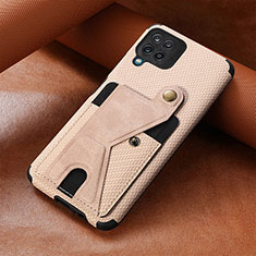 Custodia Silicone Ultra Sottile Morbida Cover con Magnetico S10D per Samsung Galaxy A12 Oro Rosa
