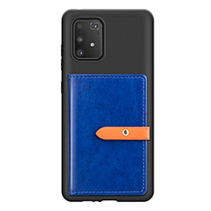 Custodia Silicone Ultra Sottile Morbida Cover con Magnetico S10D per Samsung Galaxy A91 Blu