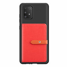 Custodia Silicone Ultra Sottile Morbida Cover con Magnetico S10D per Samsung Galaxy A91 Rosso