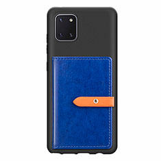 Custodia Silicone Ultra Sottile Morbida Cover con Magnetico S10D per Samsung Galaxy Note 10 Lite Blu