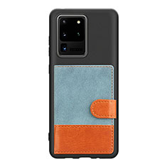 Custodia Silicone Ultra Sottile Morbida Cover con Magnetico S10D per Samsung Galaxy S20 Ultra 5G Blu