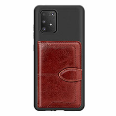 Custodia Silicone Ultra Sottile Morbida Cover con Magnetico S11D per Samsung Galaxy A91 Marrone