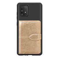 Custodia Silicone Ultra Sottile Morbida Cover con Magnetico S11D per Samsung Galaxy A91 Oro
