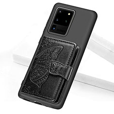 Custodia Silicone Ultra Sottile Morbida Cover con Magnetico S11D per Samsung Galaxy S20 Ultra 5G Nero