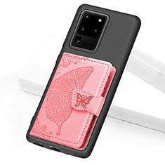 Custodia Silicone Ultra Sottile Morbida Cover con Magnetico S11D per Samsung Galaxy S20 Ultra 5G Oro Rosa