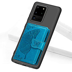 Custodia Silicone Ultra Sottile Morbida Cover con Magnetico S11D per Samsung Galaxy S20 Ultra Blu
