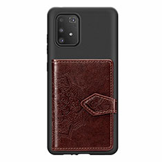 Custodia Silicone Ultra Sottile Morbida Cover con Magnetico S12D per Samsung Galaxy A91 Marrone