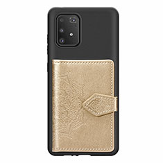 Custodia Silicone Ultra Sottile Morbida Cover con Magnetico S12D per Samsung Galaxy A91 Oro