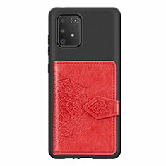 Custodia Silicone Ultra Sottile Morbida Cover con Magnetico S12D per Samsung Galaxy A91 Rosso