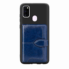 Custodia Silicone Ultra Sottile Morbida Cover con Magnetico S12D per Samsung Galaxy M21 Blu