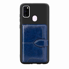 Custodia Silicone Ultra Sottile Morbida Cover con Magnetico S12D per Samsung Galaxy M30s Blu
