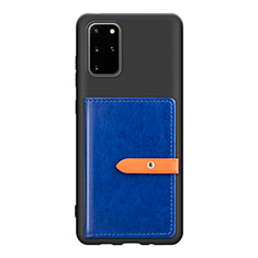 Custodia Silicone Ultra Sottile Morbida Cover con Magnetico S12D per Samsung Galaxy S20 Plus 5G Blu