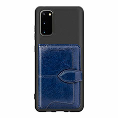 Custodia Silicone Ultra Sottile Morbida Cover con Magnetico S13D per Samsung Galaxy S20 5G Blu