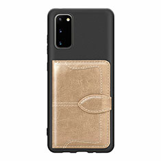 Custodia Silicone Ultra Sottile Morbida Cover con Magnetico S13D per Samsung Galaxy S20 5G Oro