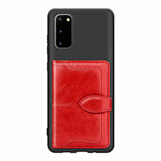 Custodia Silicone Ultra Sottile Morbida Cover con Magnetico S13D per Samsung Galaxy S20 5G Rosso