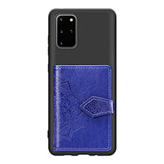 Custodia Silicone Ultra Sottile Morbida Cover con Magnetico S13D per Samsung Galaxy S20 Plus 5G Blu