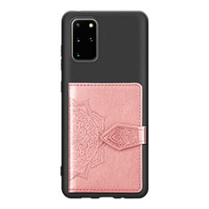 Custodia Silicone Ultra Sottile Morbida Cover con Magnetico S13D per Samsung Galaxy S20 Plus 5G Oro Rosa