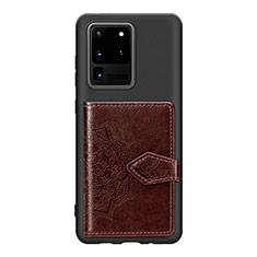 Custodia Silicone Ultra Sottile Morbida Cover con Magnetico S13D per Samsung Galaxy S20 Ultra 5G Marrone