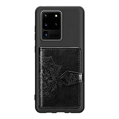 Custodia Silicone Ultra Sottile Morbida Cover con Magnetico S13D per Samsung Galaxy S20 Ultra 5G Nero