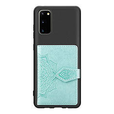 Custodia Silicone Ultra Sottile Morbida Cover con Magnetico S14D per Samsung Galaxy S20 5G Azzurro
