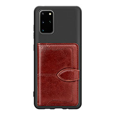 Custodia Silicone Ultra Sottile Morbida Cover con Magnetico S14D per Samsung Galaxy S20 Plus 5G Marrone